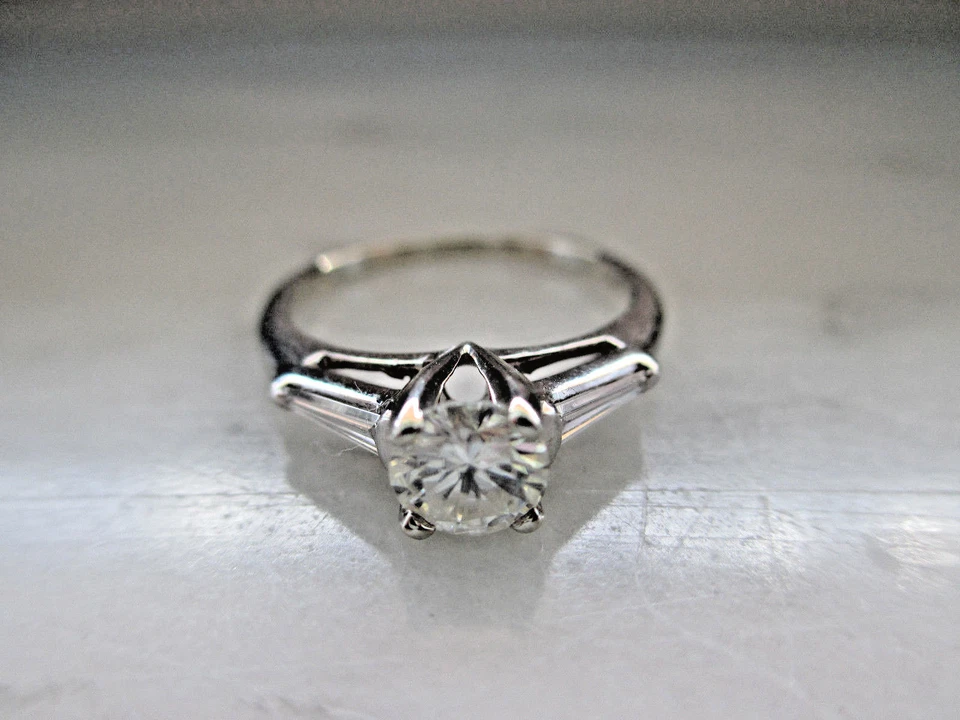 14k or Blanc 1/2Ct Forever Moissanite 0.45Ct Naturel Bague Diamant - Photo 3/4