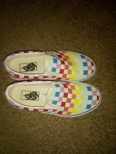 VANS- MEN'S -SIZE 5.5- WOMEN'S SIZE 7-CLASSIC SLIP-ON-CHECKERED-MULTI-COLORED