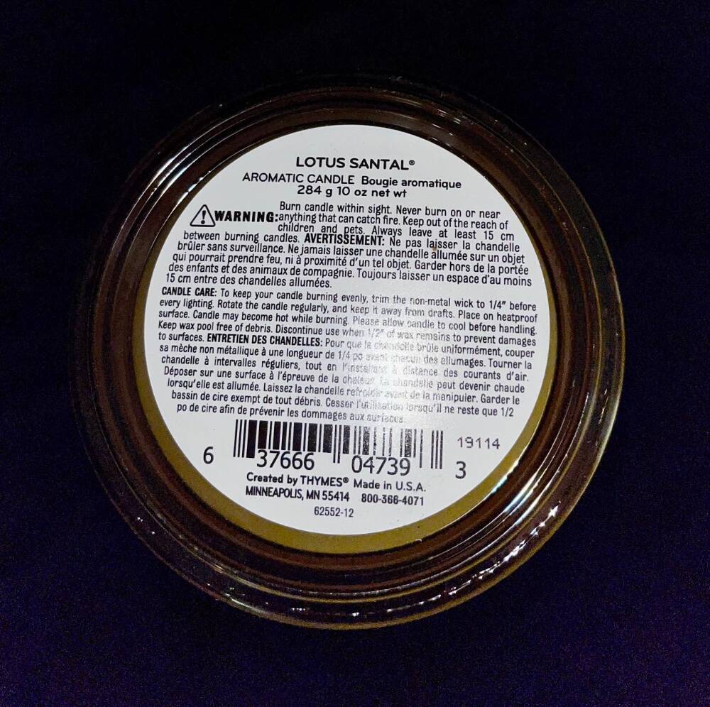THYMESLOTUS SANTAL10 OZ CANDLEUP TO 60 HRS BURN TIMENEW, NO BOX eBay