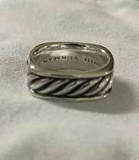 David Yurman Men Sterling Silver Cable Square Band.