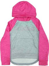 Adidas Girls Gray  Pink Rainbow Shimmer Hoodie Sweatshirt Jacket