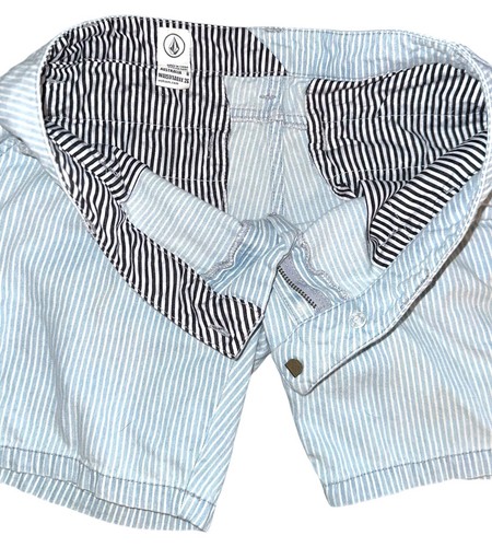 Volcom Women’s White and Blue Stripes Shorts Size 3 US - Picture 3 of 12