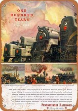 METAL SIGN - 1946 Pennsylvania Railroad Hundred Years - Vintage Look Re