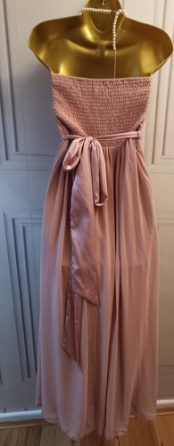 Little Mistress Size 16 Bridesmaid multiway chiffon Bandeau Maxi Pink Dress New - Picture 11 of 21