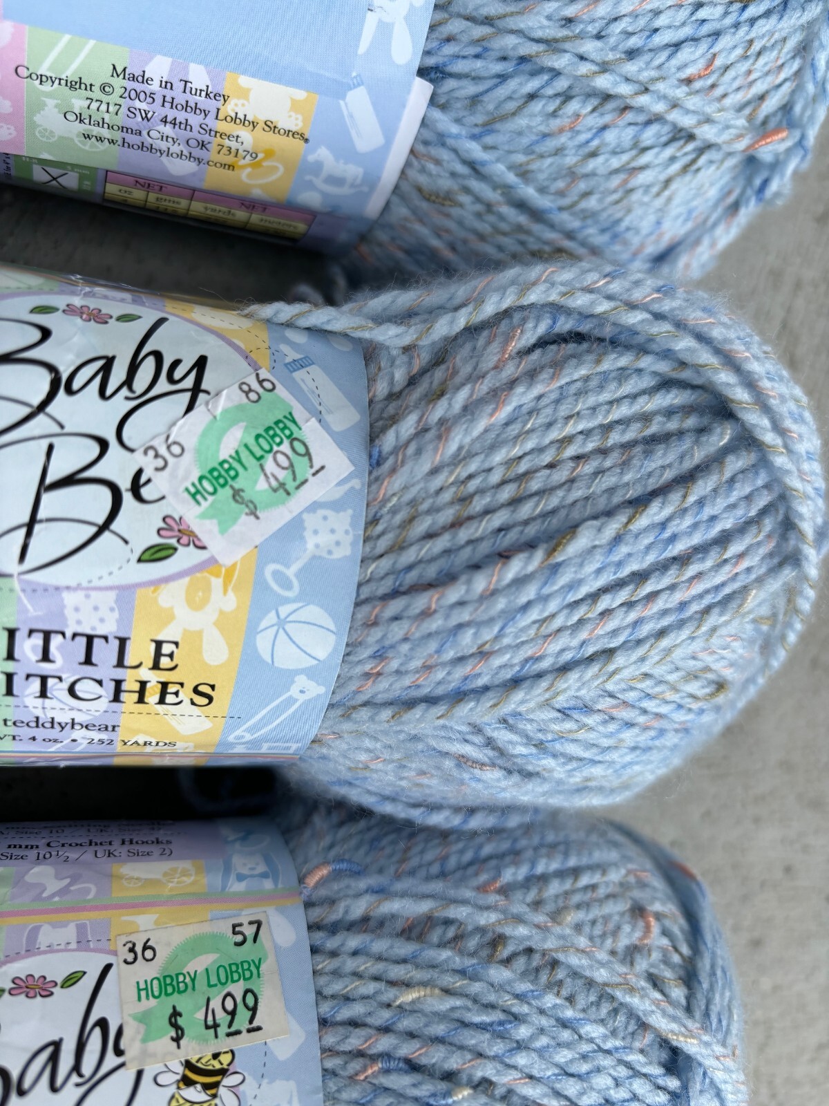 Yarn Bee Baby Bee Little Britches Yarn color is "Teddy bear" Lot of 3