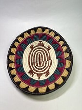 Hand Woven African Basket Plate Turtle Animal Design Coiled Tribal 10  x9  Decor