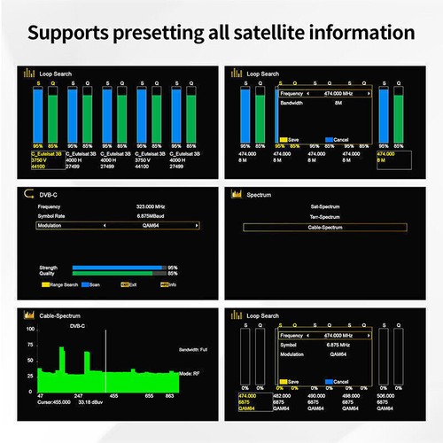 FTA DVB-S2/T2 Reception Strength Meter Satellite Terrestrial HD TV Signal Finder - Picture 15 of 19
