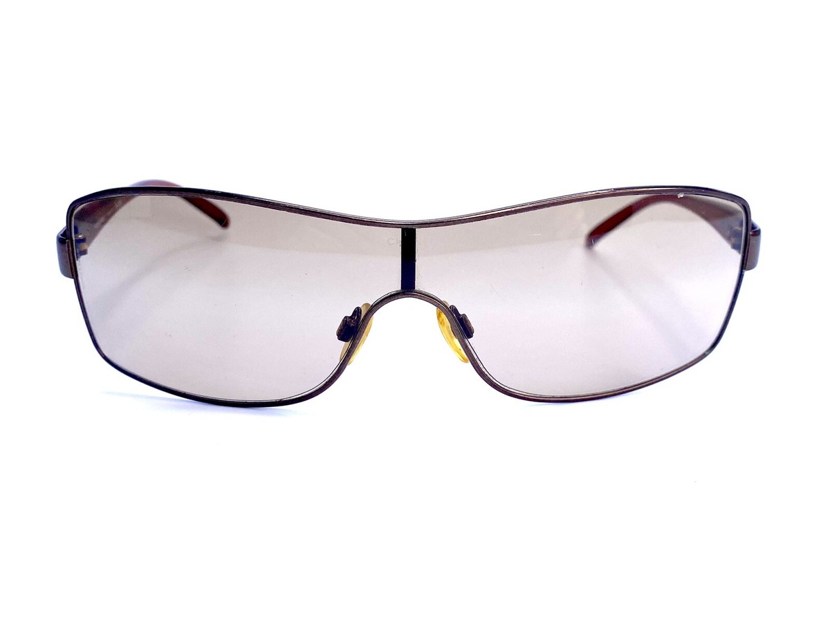 VTG CHANEL Brown Rectangle Wrap Sunglasses Made in Italy Y2K VTG CHANEL Brown Rectangle Wrap Sunglasses Made in Italy Y2K