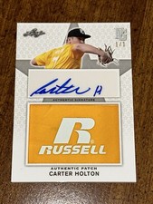 CARTER HOLTON 2020 Leaf Perfect Game JERSEY RUSSELL PATCH AUTO #1/1 VANDY BRAVES