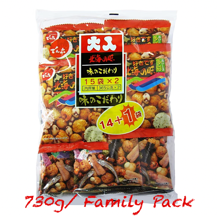 Denroku] Japan Mix Salty Rice Crackers, Snacks 730g/ Pack (Family