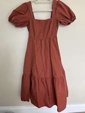 ASTR The Label Poplin Tiered Dress Size XS Color Brick See Description