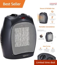Ceramic Space Heater 1500W Compact Indoor Use with Tip-Over Overheat Protection