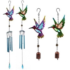 Hummingbird Metal Hanging Wind Chime with Bell Add Musical Charm to Your Garden