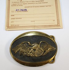United We Stand Belt Buckle American Eagle Vintage 70s Heritage Mint Ltd A-1848