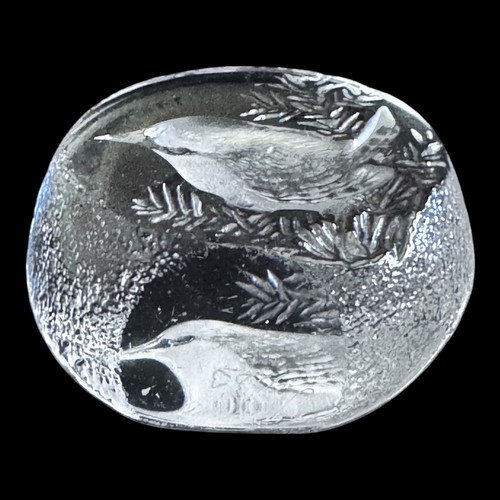 Mats Jonasson Wren Bird Sweden Lead Crystal Paperweight Signed 9203 - Picture 3 of 4