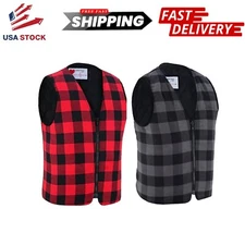 LVAD Flannel Vest – Grey & Red, Comfortable & Functional for LVAD Wearers, S-3XL