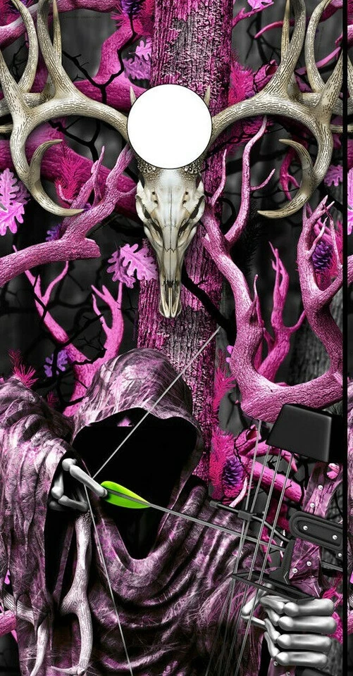 Grim Reaper Cornhole Wraps Pink Camo Decals Buck Skull Pink Camouflage 2-pack - Image 3 of 4