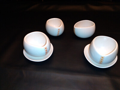 Max Brenner Hug Mug Egg Shaped White Ceramic Cup & Saucer Set 7pc Modern MCM