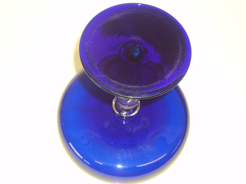 Pieza central antigua Taza azul Bristol 7" Comport con vástago giratorio de aire transparente - Imagen 6 de 6