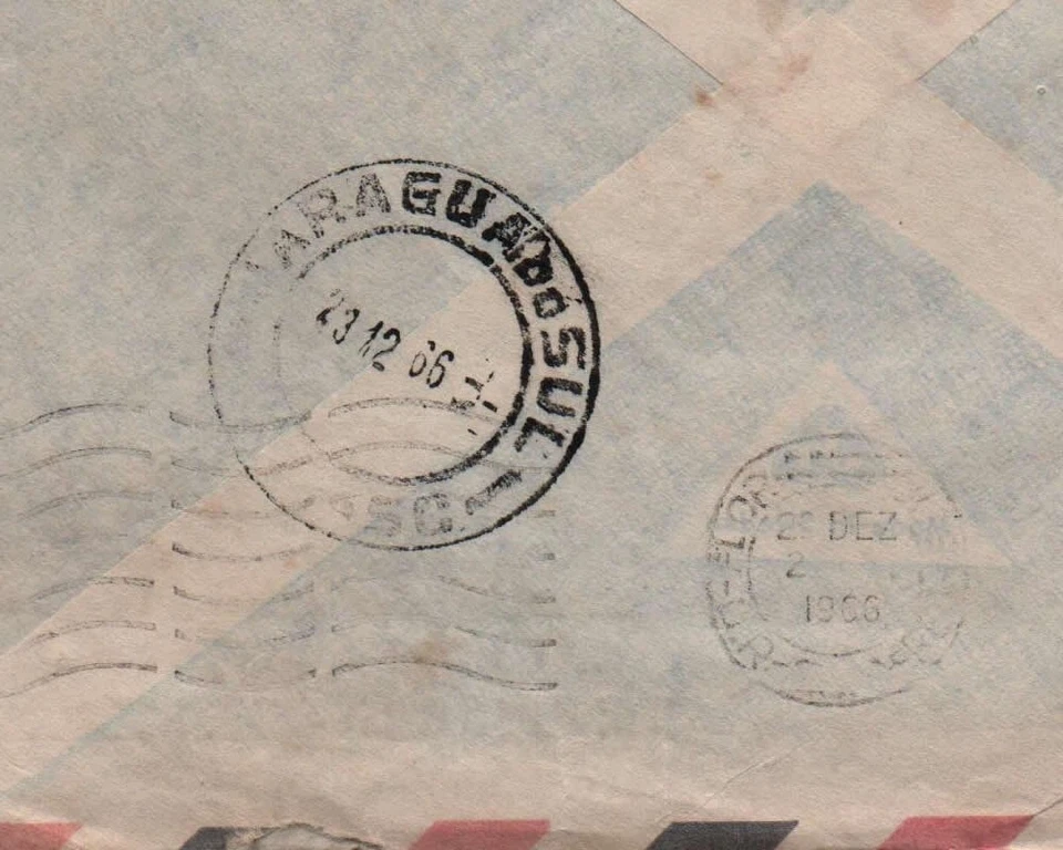 Обложка из Парагвая в Бразилию Санта-Катарина 1966 история почты - Изображение 3 из 4