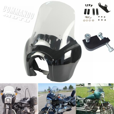 Front Fairing 15'' Windshield Kit For Harley Dyna FXD Street Bob FXDB Wide Glide