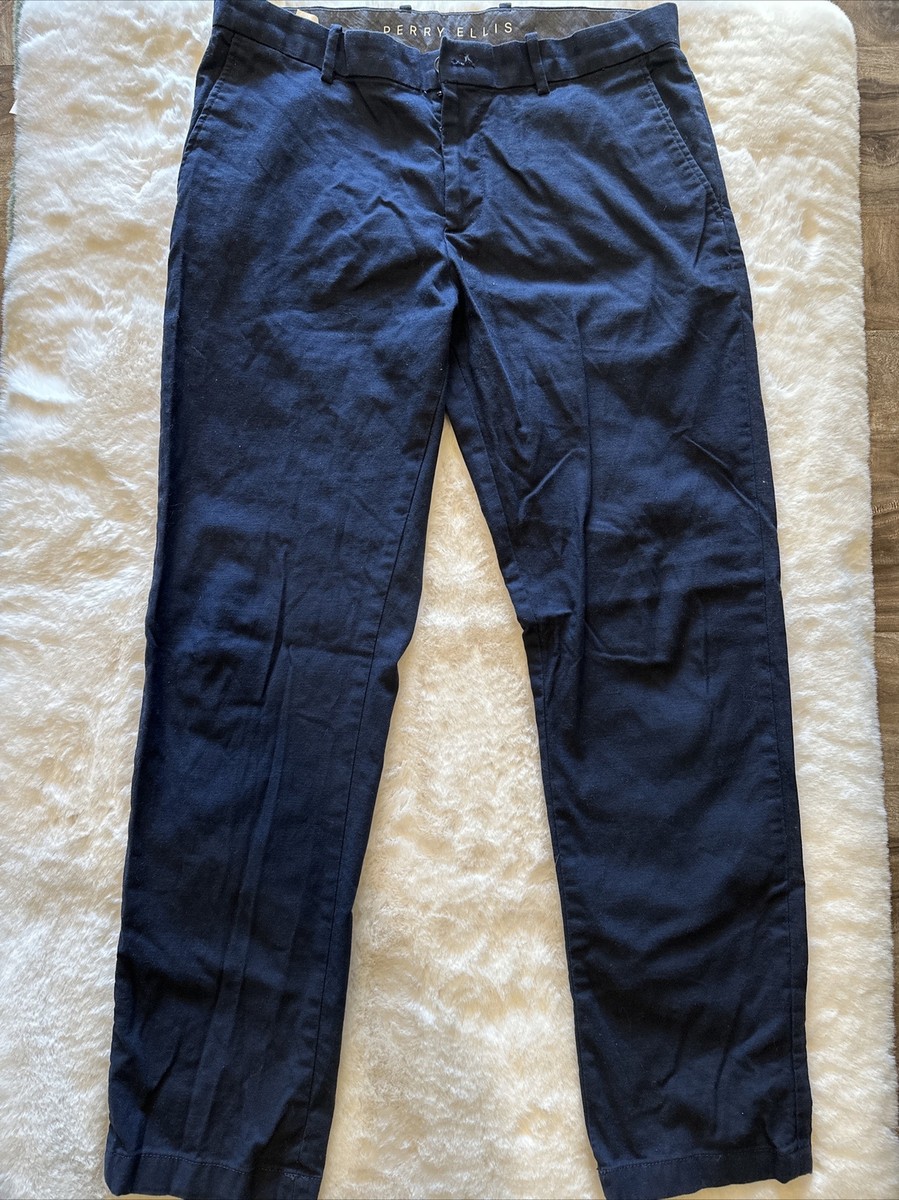 Perry Ellis Men's Pants Blue 34 x 32 Slim Fit Stretch