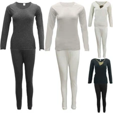 New Women's 2PCS SET Merino Wool Top Pants Thermal Leggings Long Johns Underwear