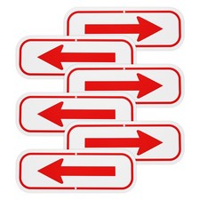 6-Pack 10" x 3.5" Red Aluminum Reflective One-way Arrow Sign White/Red 