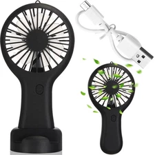 WOANGER 1 PACK MINI POWERFUL HANDHELD FAN BULK 3 SPEED USB RECHARGEABLE - BLACK