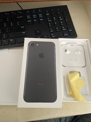 Box ONLY - Apple iPhone 7 Empty Box Black 32gb w/ Earbuds Stickers