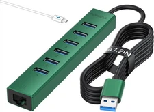 7 Ports USB 3.0 Hub, to Network HUB with 3.9ft Long Cable for Green 