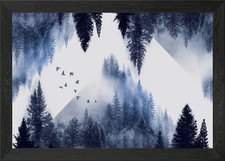 Poster arte da parete con cornice in legno nebbioso quadro stampa su tela