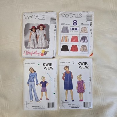 Lot of 4 Girls Sewing Patterns McCall s Kwik Sew Size 4-5-6-7 Cut & Uncut pkg 1