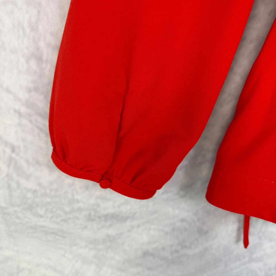 Top J Crew Rojo Imitación Envoltura Peplum Manga Larga Cinturón Talla 14T Alto Clásico Vacaciones Foto 3 de 4