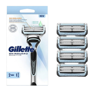 6 Gillette Skinguard Sensitive Klingen+Rasierer im Kunststoff-Blister ohne OVP