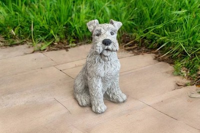 Concrete Fox Terrier Dog Memorial Statue 14'' Stone Pet Figurine Fox Terrier Rock