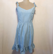 Old Navy Women Size 2XL Blue Denim Chambray Ruffle Hem Strap Sundress Dress