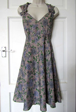 Holy Vintage 50s Style Floral Tea Dress with Bow Accents S/M