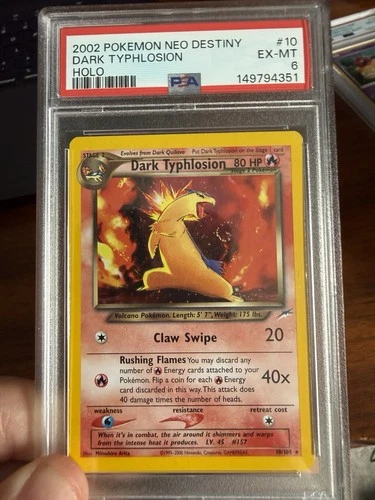 Pokemon Dark Typhlosion Holo PSA 6 Neo Destiny 10/105 Unlimited w SWIRL