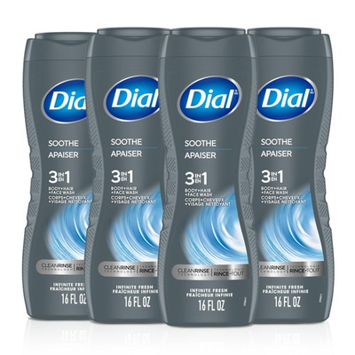 #ad Dial Men 3 in 1 Body Hair and Face Wash Soothe 16 Fl Oz Pack of 4 Infini... $24.15
