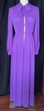 Vintage 60s Formfit Rogers Purple Elegant Peignoir Robe S Mod Nylon Pussy Bow