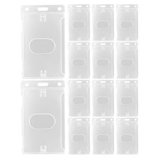 15pcs Plastic Badge Holder: ID Card Sleeve - Clear Vertical Protective Case for