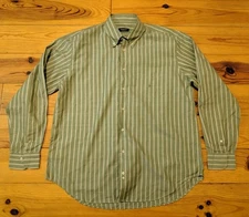 BURBERRY MEN'S GREEN STRIPED SHIRT VGC SIZE XL