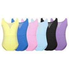 Kids Girls Ballet Leotard Slim Bodysuit Dance Performance Costume Exercise Mesh