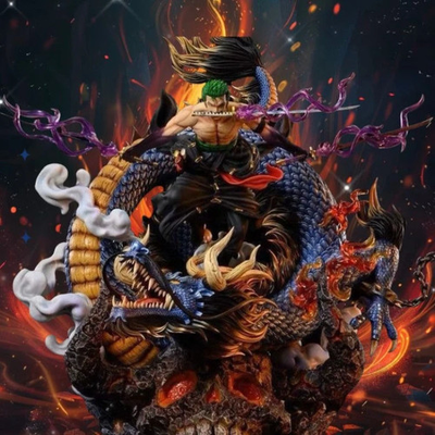 #ad #ad One Piece Roronoa Zoro 19CM Anime Figure GK 2 Heads PVC Statue Model Gift Toy $49.96