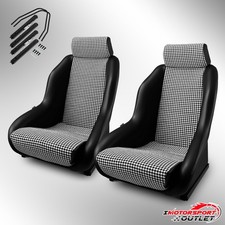 1pc Black And White Plaid Color Pvc Leather Bucket Seats With Sliders1pc
