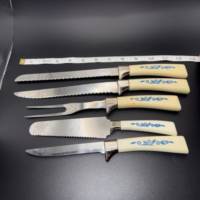 Vintage CorningWare Blue Cornflower Knife Set EKCO 5-Piece Stainless & Plastic