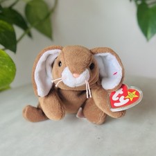 Ty Beanie Babies 1995 Ears The Brown Laying Bunny Long Ears MWMT's