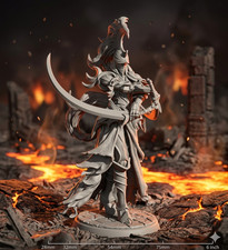 Elf Blademaster Miniature DnD Warrior Resin RPG Dual Sword 28-150mm