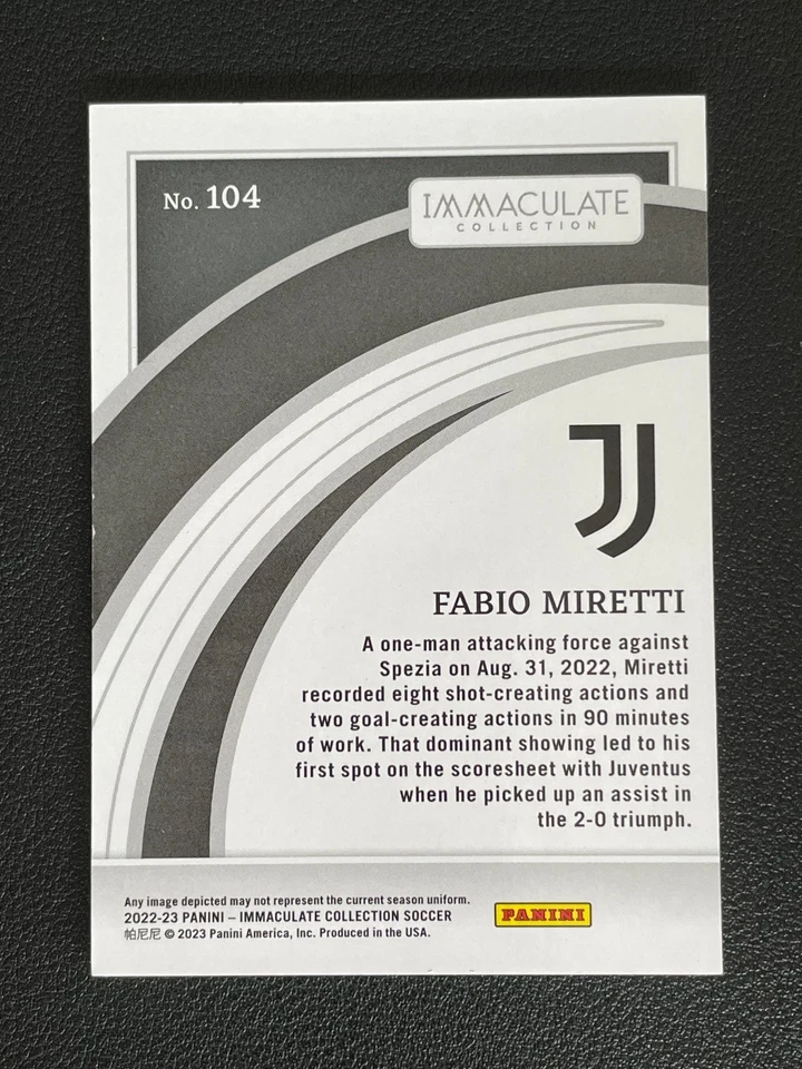 Fabio Miretti 2022-23 Panini Immaculate Collection /75 RC #104 - Image 2 of 2